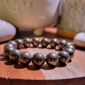 Gemstone Pyrite Bracelet Stretchable Elastic Handmade